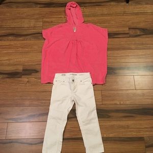 😍Lands End hooded terry cover & jeans girls 7\8.